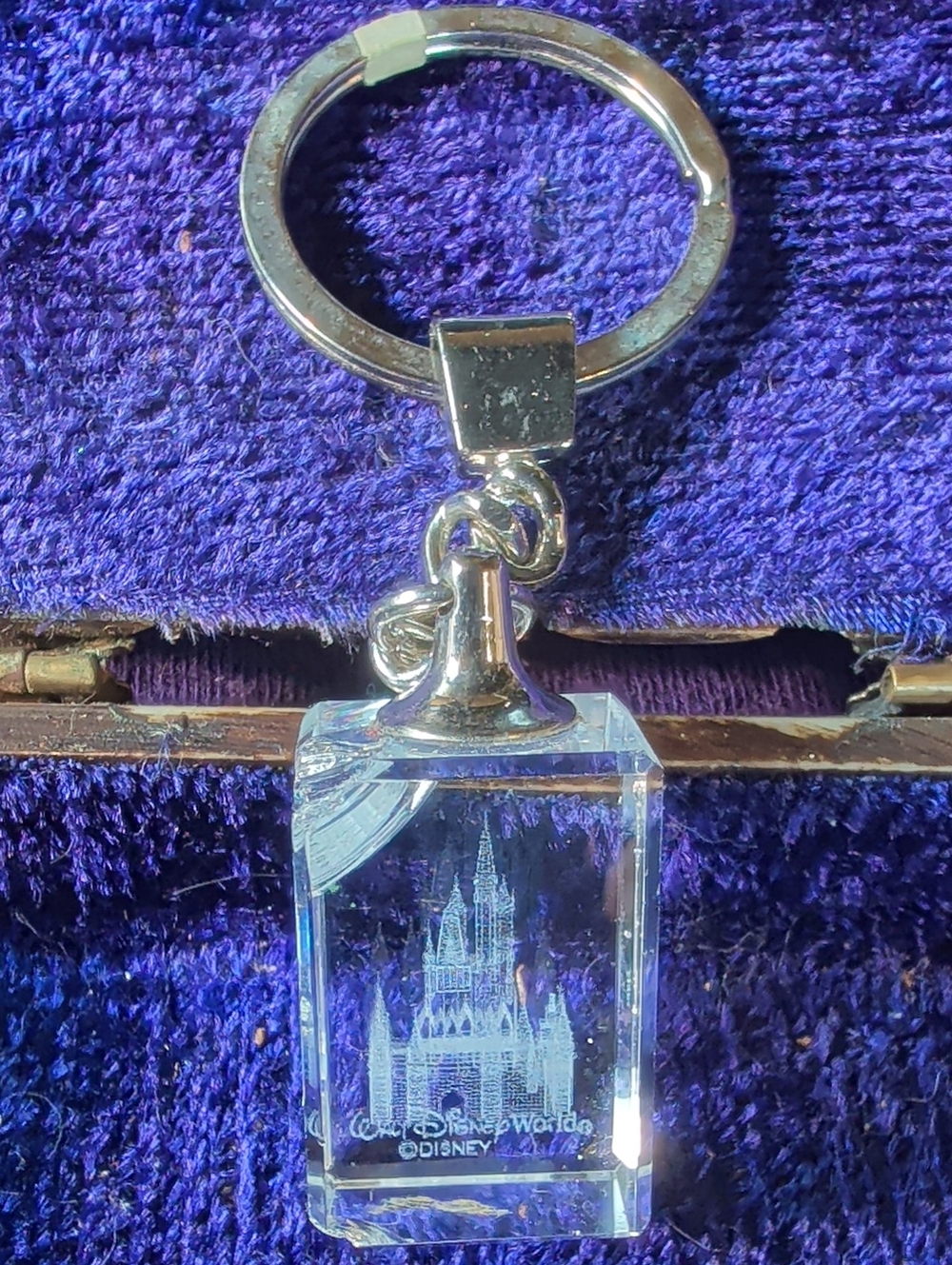 Disney Clear Crystal Castle Keyring with Silver Hardware